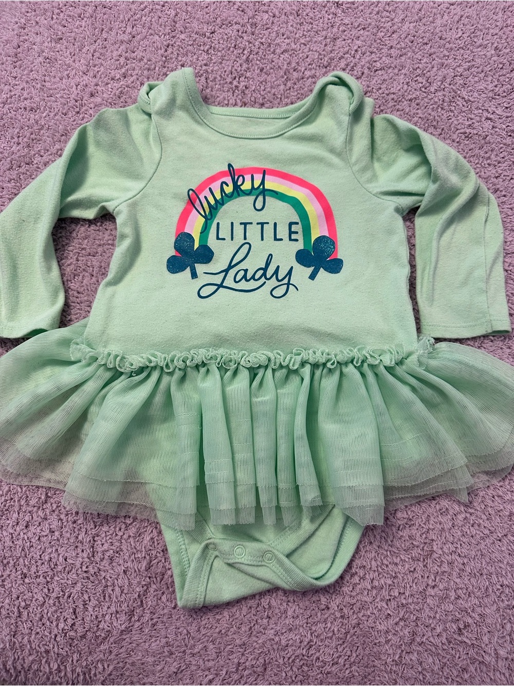 Cat & Jack Lucky Little Lady Rainbow Tutu Bodysuit Dress 18M St. Patrick’s Day